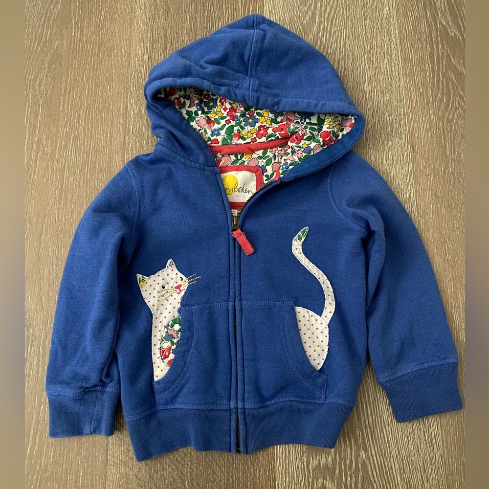 Mini Boden Cat Appliqué Hoodie 3 - 4y